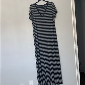 Gray and black maxi dress